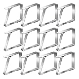 LMOMSS Tischdeckenklammern, 12 Stück Tischtuchklammern Edelstahl, Tischdeckenklammern für Drauße,Grillen,Partys,Tischklammern für Tische mit Maximalen Dicke von 5 cm