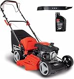 Scheppach MS161-46 Benzin Rasenmäher - 46 cm Schnittbreite | 55 Liter Fangkorb | Stahlgehäuse | 7-stufige Höhenverstellung | Mulchfunktion | Radantrieb | Seitenauswurf | inkl. Ersatzmesser & Motoröl