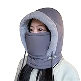 Agriculturi Wasserdichte Fleece-gefütterte Kapuze Full-Face Skimaske Winddicht für Skifahren, Wandern und Radfahren Warme Helmabdeckung, Schwarz , Einheitsgröße