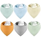 Yafane 6 Lätzchen für Neugeborene, Baumwolle, Bandana, Babylätzchen, Babylätzchen, sehr saugfähig, von 0 bis 24 Monaten (Muiltcolor)