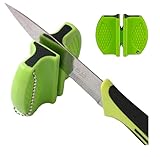 Pocket Keramik Messerschärfer, schwarz, 7,5cm x 5,8cm x 2,5cm, perfektes Ergebnis ohne Vorkenntnise dank Keramikfedern (GREEN)