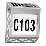 Toddmomy Solar Edelstahl Hausnummernleuchte mit LED Solarlicht für Außenbereich Wetterfestes Digitales Türschild für Garten Terrasse und Wegbeleuchtung Energiesparend und Langlebig