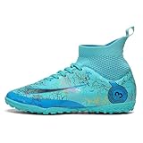 XMACKEEDGH Fußballschuhe mit hoher Griffigkeit, professionelle Fußballschuhe, leicht, atmungsaktiv, für drinnen und draußen, für große Jungen, Jugendtraining, Rasen, Unisex(Green,39 EU)