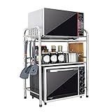 SOBOLON Küchenregal, Edelstahl, Küchenregal, Mikrowellen-Regal, Ofenregal, erhöht, doppellagig, perfekt für Küche, Esszimmer, Schrank, Regale, Organizer (L x B x H) 55 x 35 x 70 cm