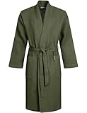 Morgenstern Bademantel Herren Waffelpique Leicht Baumwolle Oliv Grün XL