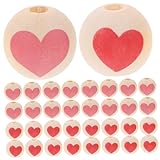 MOKKHNB 50 Stück Teiliges Herzmuster Holzperlen für DIY Schmuckherstellung Armbänder Halsketten Bastelperlen für Valentinstag Geschenkideen
