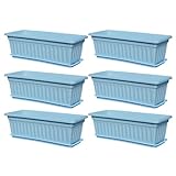 Blumenkästen für den Außenbereich, Pflanzkasten für Geländer, 6 integrierte Ablauflöcher, wetterfest, für Gartenbehälter, Balkon, Balkon