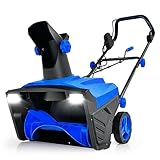 COSTWAY Elektro-Schneefräse mit LED-Leuchten & 15 A Motor, 50 cm Arbeitsbreite, 25 cm Arbeitshöhe, kabelgebundene Räumungsmaschine mit 180° drehbarer Rutsche & 9 m Wurfweite (Blau)