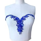 Funkelnder Strass Ausschnitt Zierteile Perlen Pailletten Mieder Applikation Design für Brautkleid Abendkleid saphir