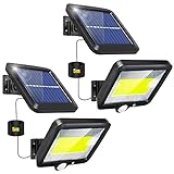 Solarlampen für Außen, 2 Pack LED Aussen Solarleuchten mit Bewegungsmelder COB IP65 Wasserdichte 3 Modi Solar Aussenleuchte Außenwandleuchte Solar Strahler Licht mit 16.5ft Kabel für Garten Wand