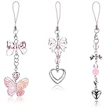 Bremorou 3 Stück Handyschmuck Niedliche Handy Anhänger, Süßer Y2K Handyanhänger, Keychain Aesthetic, Handy Accessoires, Schlüsselanhänger, Handyband Rosa, Lanyard Rosa Anti Lost Handyhülle Anhänger