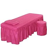 1 Stück Nur Bettlaken, Massivholz, Matratze for Massageliege, hautfreundliche Massageliege, Vollbezug mit Loch, 5 Größen(Rose red,190x70 bedskirt only)