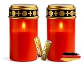 NECESITAS LED Grablicht 2er Set – Ewiges Licht mit Flackereffekt wie echte Kerze – Bis 6 Monate Leuchtdauer – Inkl. Batterien – Wetterfest & Wiederverwendbar – Für Grab & Tiergedenken