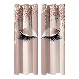 OUOULAJY 2 Flächenvorhänge, Verdunkelungsvorhänge, Raumverdunkelung, Ösen, Fenster, Zuhause, Vorhänge, 150 x 165 cm, Rosa