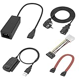 XMSJSIY SATA PATA IDE auf USB 2.0 Adapter Konverter Kabel für 2.5' 3.5' Festplatte Festplatte SSD/CD-ROM/CD-RW/DVD-ROM mit AC Netzteil Kabel für PC Desktop Laptop