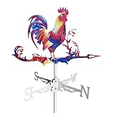 Wetterhahn Fürs Dach, Robuste Metall Windfahne Zur Wettervorhersage - Hahn Wetterfahne Mit Halterung Windrichtungsanzeiger-Gartendeko,Wetterhahn Dekoration Dekofigur Für Hof, Terrasse Und Dach