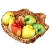 Leikurvo Obstschale aus Naturholz, Dekorative Salatschüssel Handgefertigte Holzschale Dekoschale Unregelmäßige Kreative Servierschale für Salate, Snacks, Obst, Schlüssel (20-24 cm)