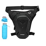 Beintasche Motorrad für Herren Damen mit 500ml Trinkflasche, wasserdichte Beintasche, Verstellbare Beinriemen Motorrad Tasche Bein für Laufen, Radfahren, Motorradfahren, Camping,Wandern