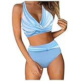 Damen Retro Zweiteiliger Bikini Vintage Bikinis Set Große Größen Frauen-Sommer Bikini Oberteil Push Up Leopardenmuster Bauch Weg Tanga Bikini Bademode Badeanzüge für Swimsuit
