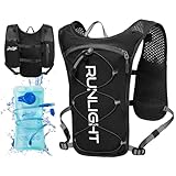 Runlight Laufweste für Damen und Herren,Verstellbare Brustgurte, Trinkweste Laufen mit 1500ml Wasserflasche (Black, One Size)