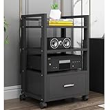 Höhenverstellbar, 3 Ebenen, Rollen, RecordPlayerStandCornerMediaCabinet, für Projektoren, Fernseher, Router, Lautsprecher, vielseitig, Lagerregal, Heimunterhaltung