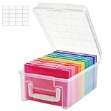 VITEVER Fotoaufbewahrungsbox mit Griff, 14x19cm Fotobox, Foto-Organizer, 10 innere Fotohalter, Fotoboxen, Foto-Organizer aus Kunststoff für Saatgut, Karten, Handwerk, Aufkleber(Color)