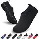 SAGUARO Damen Herren Badeschuhe Wasserschuhe Schwimmschuhe Männer Frauen Barfußschuhe für Strand,Pool,Meer,Wassersport,Surfen,Aqua Cycling,Segeln,Bootfahren,Windsurfen(Schwarz,44/45 EU)
