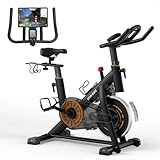YAMO Heimtrainer Fahrrad mit Magnetischem Widerstand, Indoor Bike mit LCD-Monitor & Tablet-Halter, Leises Stabiles Fitnessbike für Zuhause, Verstellbar Ergometer 120kg Belastbarkeit (Orange)