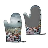 Silikon-Ofenhandschuhe für Strand, Stein, Ofenhandschuhe (18 cm x 28 cm) zum Grillen, Kochen, Backen, Grillen, Mikrowelle, Frühling, Sommer