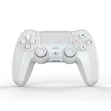 NK Controller für PS4 / PS3 / PC/Handy, kabellos, mit 2-Shock, 6-Achsen-Erkennungsfunktion, LED-Licht, Touch-Panel, Kopfhörereingang, Ladekabel im Lieferumfang enthalten, Weiss