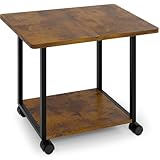 MARTY 55,9 x 40 cm großer Untertisch-Druckerständer mit Ablage, 2-stöckiger rollbarer Druckerwagen mit Rollen, Druckertisch für Heimbüro, robustes Aufbewahrungsregal für Scanner, Faxgeräte, rustikales