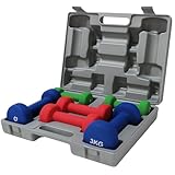 Neopren-Hantel-Set, 12 kg, Gummi-Vinyl, Handgewicht, Aerobic-Übungsset mit Tragetasche, Damen-Arm-Handgewichte, Übungshantel für Zuhause, Fitnessstudio, mit Tragetasche, mehrfarbig