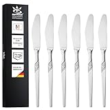 GEHRING Solingen Rose Menümesser 6 Stück I rostfreier Edelstahl I Solinger Hohlheftmesser Made in Germany I spülmaschinengeeignet I Messer Set mit Rosenmuster I Tafelmesser