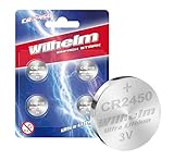 4 x CR2450 WILHELM Lithium Knopfzelle 3V 600mAh ø24,5x5,0mm Batterie DL 2450 CR 2450