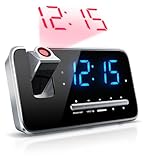 Brandson Radiowecker mit Projektion – Digitaler Projektionswecker mit LED-Anzeige, 3 Helligkeitsstufen, Dual-Alarm und FM Radio