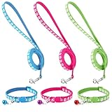 3 Stück Hundehalsband und Leine Set, Welpenhalsbänder mit Leine, Verstellbares Hundehalsband mit Leine Weich Welpen Schnellverschluss Nylon Haustier Halsband für Kleine Hunde Mittlere
