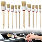 Naturholz Rundpinsel Set, 10 Stück Naturholz Rundpinsel Borstenpinsel, Orbicular Ringpinsel Lackpinsel Wachspinsel Maler Ringpinsel Set für Hausgebrauch