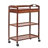 Beweglicher Rollwagen aus Holz, mehrlagig, Servierwagen für Esszimmer und Wohnzimmer, Aufbewahrungsschrank auf Rädern, stilvoller Teewagen (Farbe: B, Größe: 59 x 33 x 81 cm)