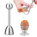 Eierköpfer, Eieröffner Edelstahl mit Eierbecher, Eierköpfer Eierschneider Eier Cutter Eier Schneidegerät für Weiches,Eieröffner mit Kugel,open gekochte rohe egg tool,Zeitsparend Eierstecher