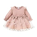 Yanmucy Kleider für Mädchen Kleinkind Baby Mädchen Kleid Infant Bowknot Rüschen Tutu Outfit Langarm Floral Strampler Kleidung Layered Spitze Röcke (DE/NL/SE/PL, Alter, 12 Monate, 18 Monate, Rose)