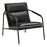 VASAGLE EKHO Kollektion - Loungesessel, Armlehnenstuhl mit Metallrahmen, Kunstleder, mit Nähten, Mid-Century-Modern-Stil, für Wohnzimmer, Schlafzimmer, Arbeitszimmer, Lounge, tintenschwarz LAC014B01