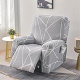 PEIHUODAN Sesselbezug Stretch Hoch Elastisch für Relaxsessel & Fernsehseller - Landhausdesign Blumenmuster mit seitlicher Tasche | Polyester Sesselüberzug Universell (Pattern 3,2 Places)