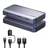 UGREEN Video Capture Card, HDMI Capture Card, USB 3.0 Capture Card 4K HDMI Loop-Out, 4K60Hz / 2K144Hz Videospiel-Capture für Streaming Übertragun, funktioniert mit PS5/Switch/Kamera/PC/Mac Mini 4
