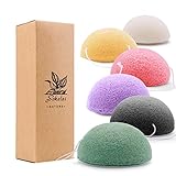 Konjac Schwamm Set – 6 Stück Organische Reinigungsschwämme mit Aktivkohle – Sanftes Peeling für Gesicht & Körper – Geeignet für fettige, trockene, Misch- & empfindliche Haut
