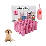 Hundekotbeutel biologisch Abbaubar, 20 Rollen Kotbeutel für Hunde, Kompostierbar, Extra Dicke Starke Auslaufsicher Hundebeutel Kot, Tragbar Dick Hundetüten Hundezubehör mit Kotbeutelspender (Rosa)
