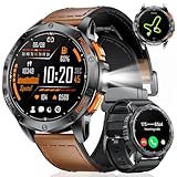 DREMAC DM1 GPS Smartwatch Herren 48mm-1.43‘’Amoled Display,Fitnessuhr mit 70+ Sport Modi,30 Tage Akku,IP68 Wasserdicht,Integriertes LED Taschenlampe,Barometerdruck/Höhenmesser/Kompass für iOS Android