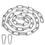 Tunejoy Edelstahlkette Ø 2 mm Gliederkette Stahlkette mit Karabiner für Wäscheleine Hundekette Schaukeln Hängesessel Stahl Länge 1 m Silber