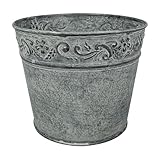 zeitzone Zink Blumentopf Vintage-Stil Rund Pflanztopf Blumenkübel Landhaus Ø 15cm