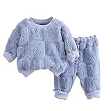 OBiQuzz Schlafanzug Flanell Mädchen Baby Schlafanzug Kinder und Winter Homewear Set Verdicktes Warmes Zweiteiliges Modeset Baby Engel Kostüm (Blue, 18-24 Months)