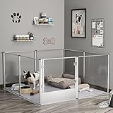 BingoPaw Acryl Wurfkiste Hunde Laufstall: Hundelaufstall für Wohnung, 8-TLG Welpenauslauf 60cm hoch, XXL Laufgitter Welpenlaufstall mit Tür und wasserdichte Boden